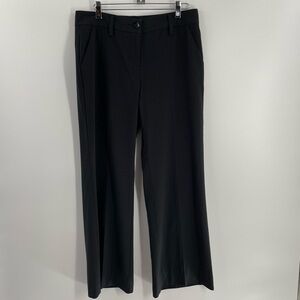 Cabi Charcoal Grey Dark Gold Pinstriped Wide Leg Pockets Classic Trousers Pants